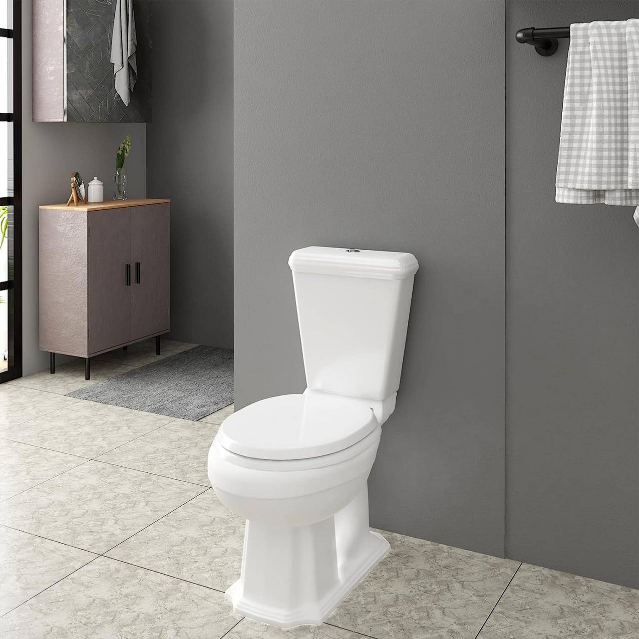 Abattant WC Forme O Lunette de Toilette Fermeture en Douceur Frein