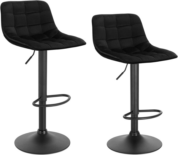 Guyifuny Taburete alto de 25.6 pulgadas de alto, giratorio de 360 °,  tapizado de terciopelo, reposapiés de metal negro, silla de desayuno,  taburetes