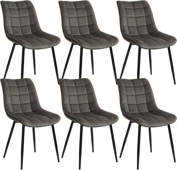 WOLTU Set of 6 dining chairs with backrest, velvet seat, metal legs