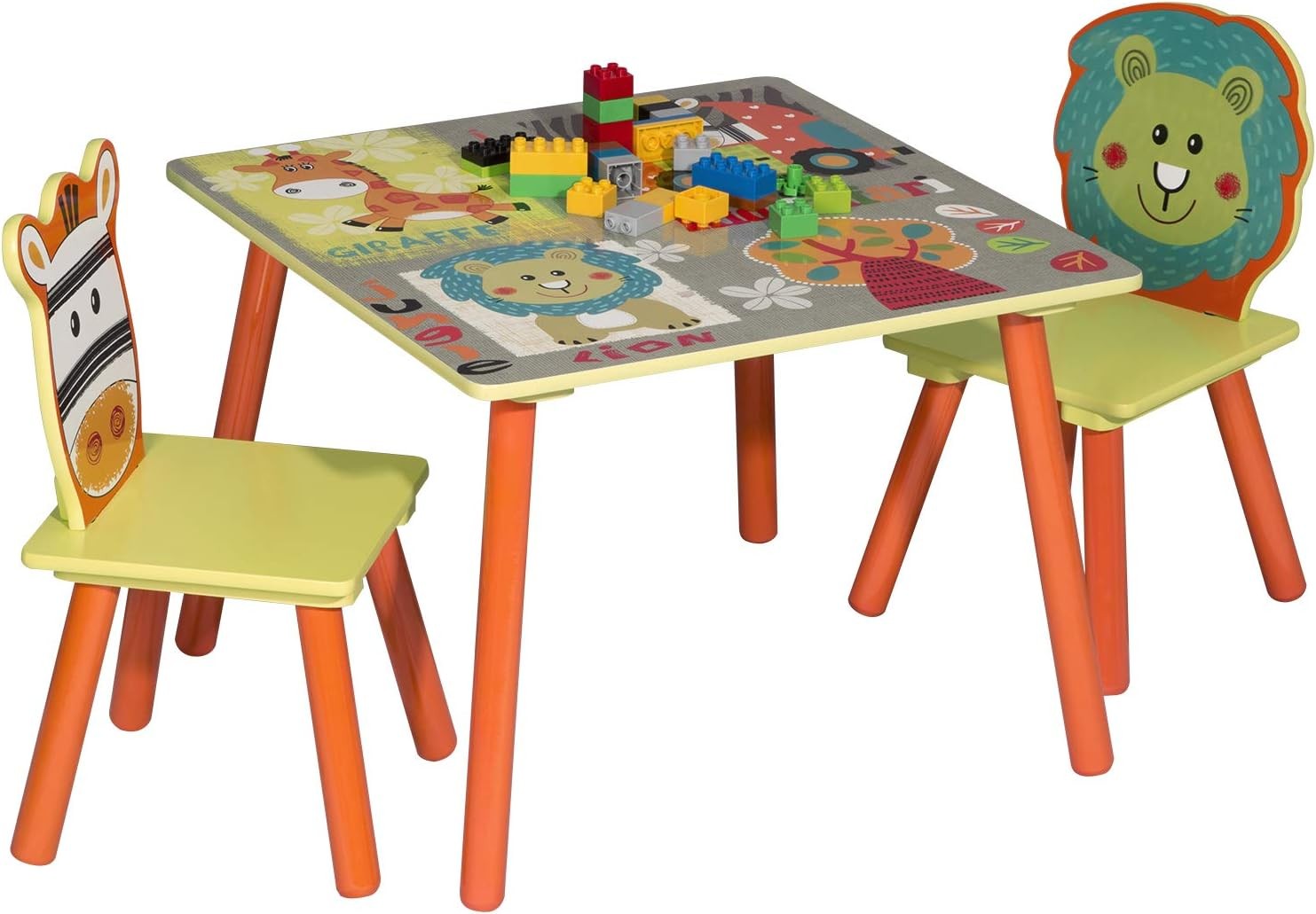 Set tavolo con 2 sedie per bambini in legno