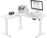Höhenverstellbarer Schreibtisch, Elektrisch L Form, mit 4 Memory-Steuerung weiß