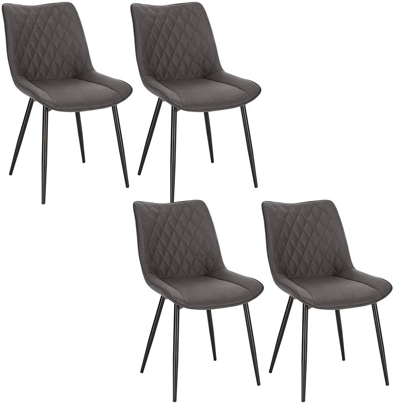 4 x Esszimmerstühle 4er Set Sitzfläche Metall Stuhl aus Design Gestell Stoffbezug, mit Esszimmerstuhl mit Polsterstuhl Küchenstuhl aus Rückenlehne
