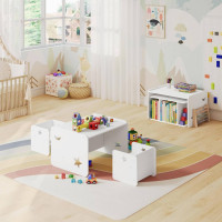 WOLTU Kindertisch mit 2 Stühlen, Kinder Tisch Stuhl Set, Kindersitzgruppe, Weiß