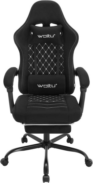 WOLTU Chaise Gaming Massante, Fauteuil Gamer, avec Coussin à Ressorts, Soutien Lombaire Massant, Chaise Ergonomique, Appui-tête, Repose-Pieds, Charge 150kg, Tissu Technique