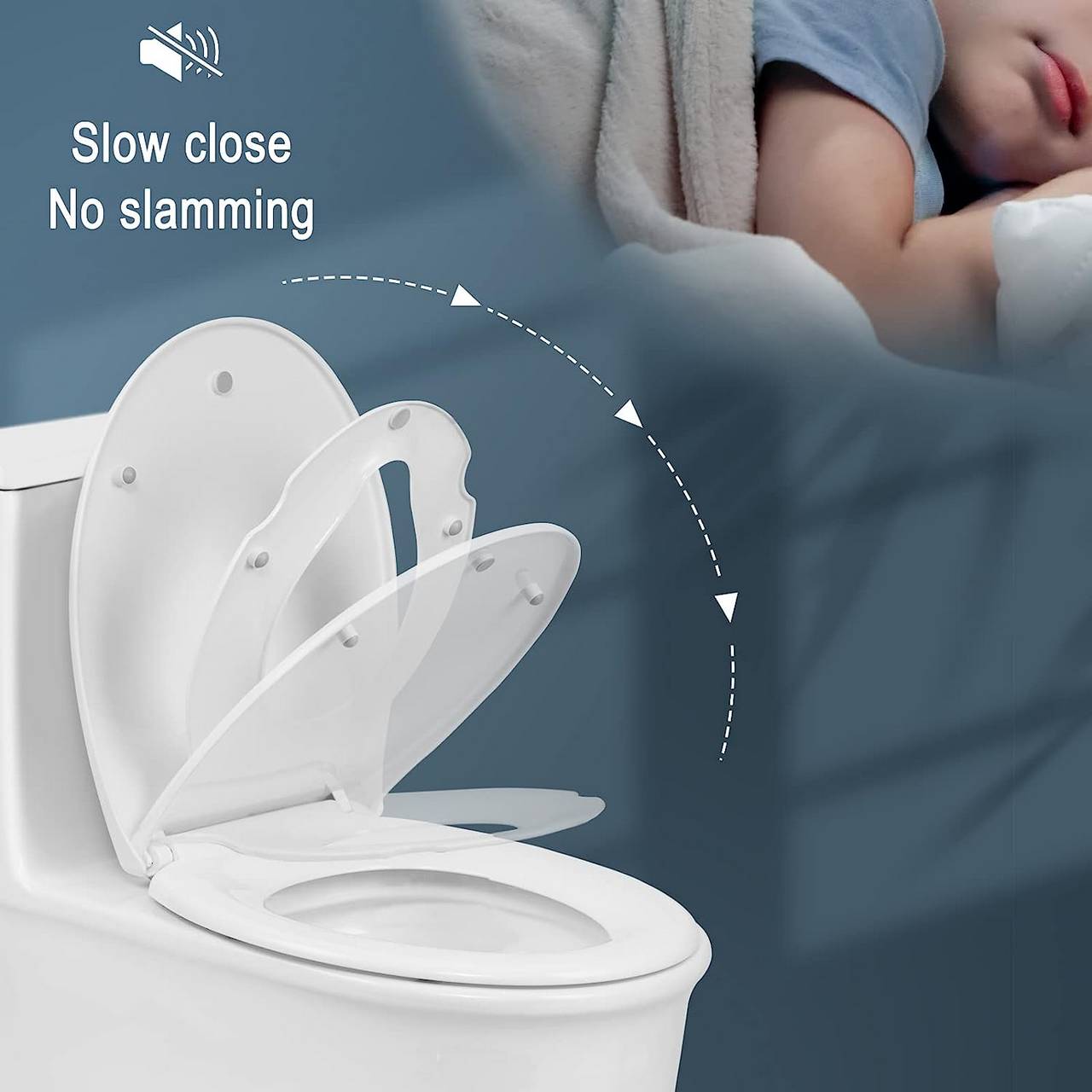 Abattant wc family blanc avec réducteur enfant intégré et frein de