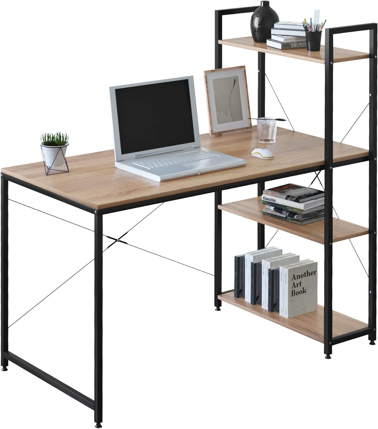 Schreibtisch Büromöbel PC Tisch Bürotisch Holz&Stahl Arbeitstisch aus