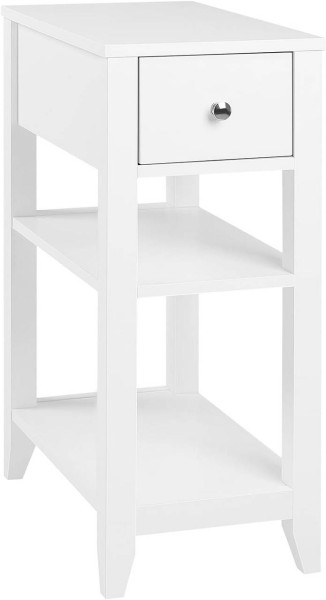 Nachttisch schmal, mit Schublade, 2 offenen Ablagen, 45x66x28 cm, weiß