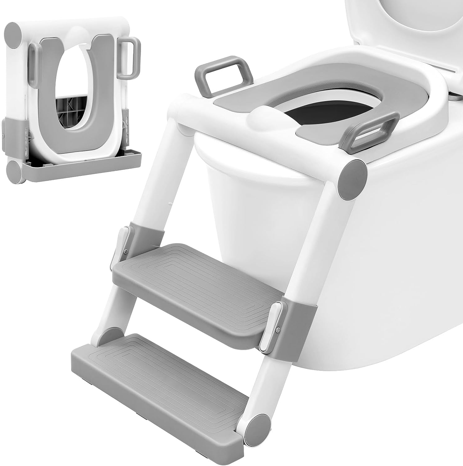 Riduttore WC per Bambini con Scaletta, Regolabile in 3 Altezze