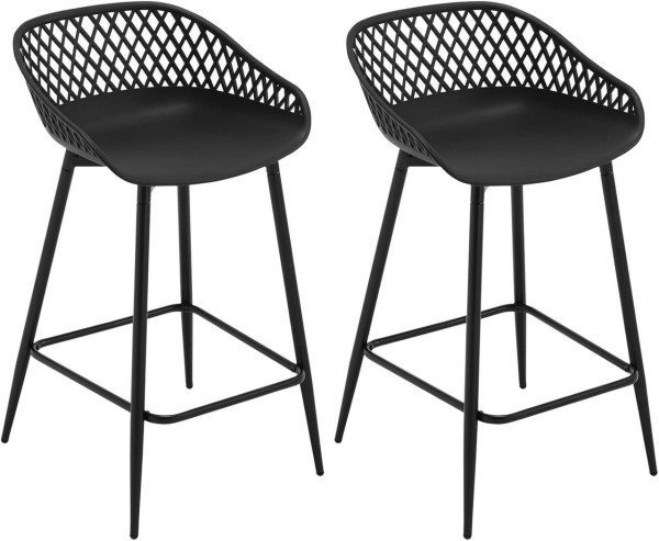 WOLTU bar stool, with hollow backrest, footrest, metal legs, made of PP plastic