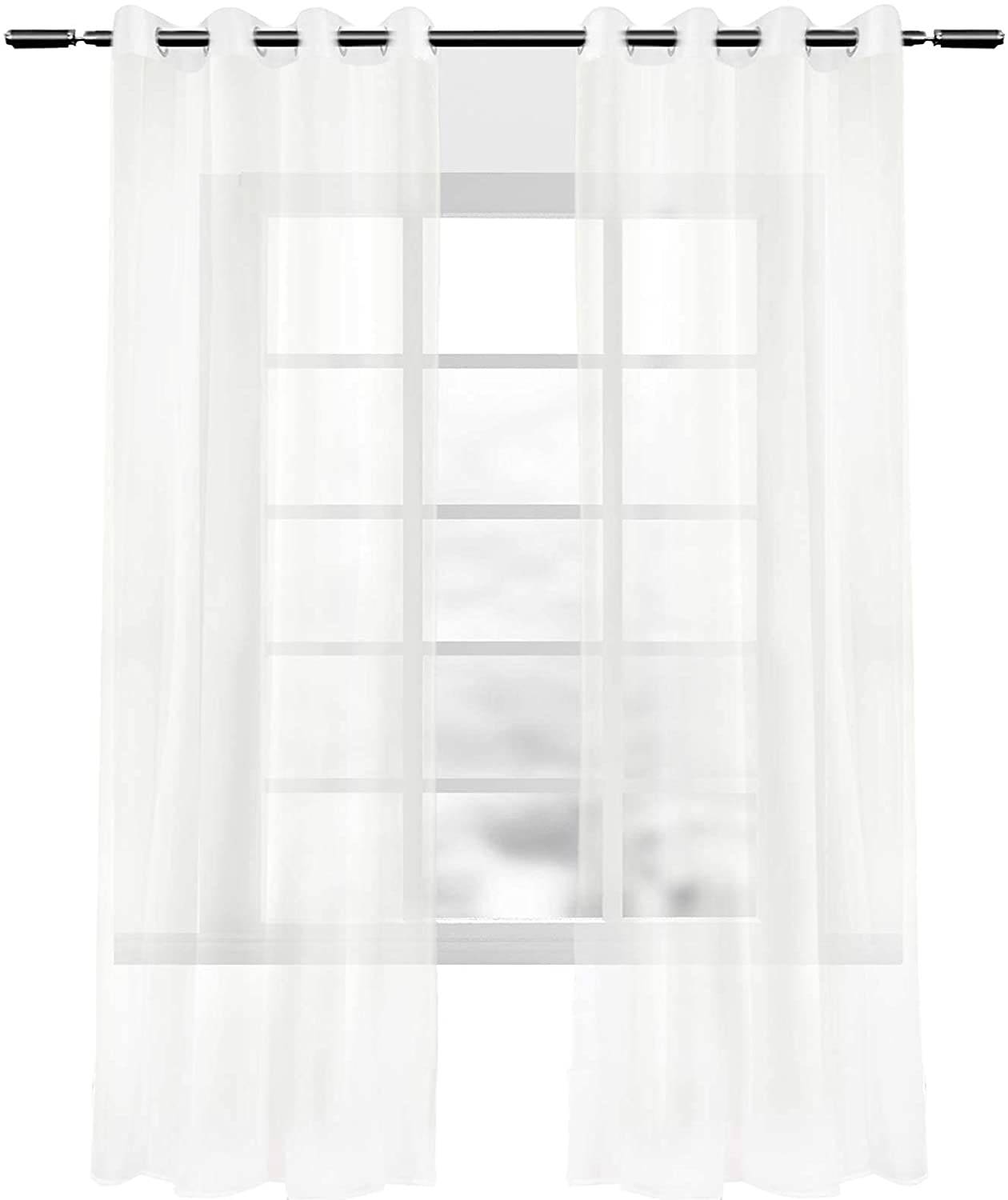 2er Set Gardinen Vorhänge transparent Schlafzimmer Landhaus, Voile mit Doppelpack Ösenvorhang Fensterschal für Ösen Wohnzimmer Stores
