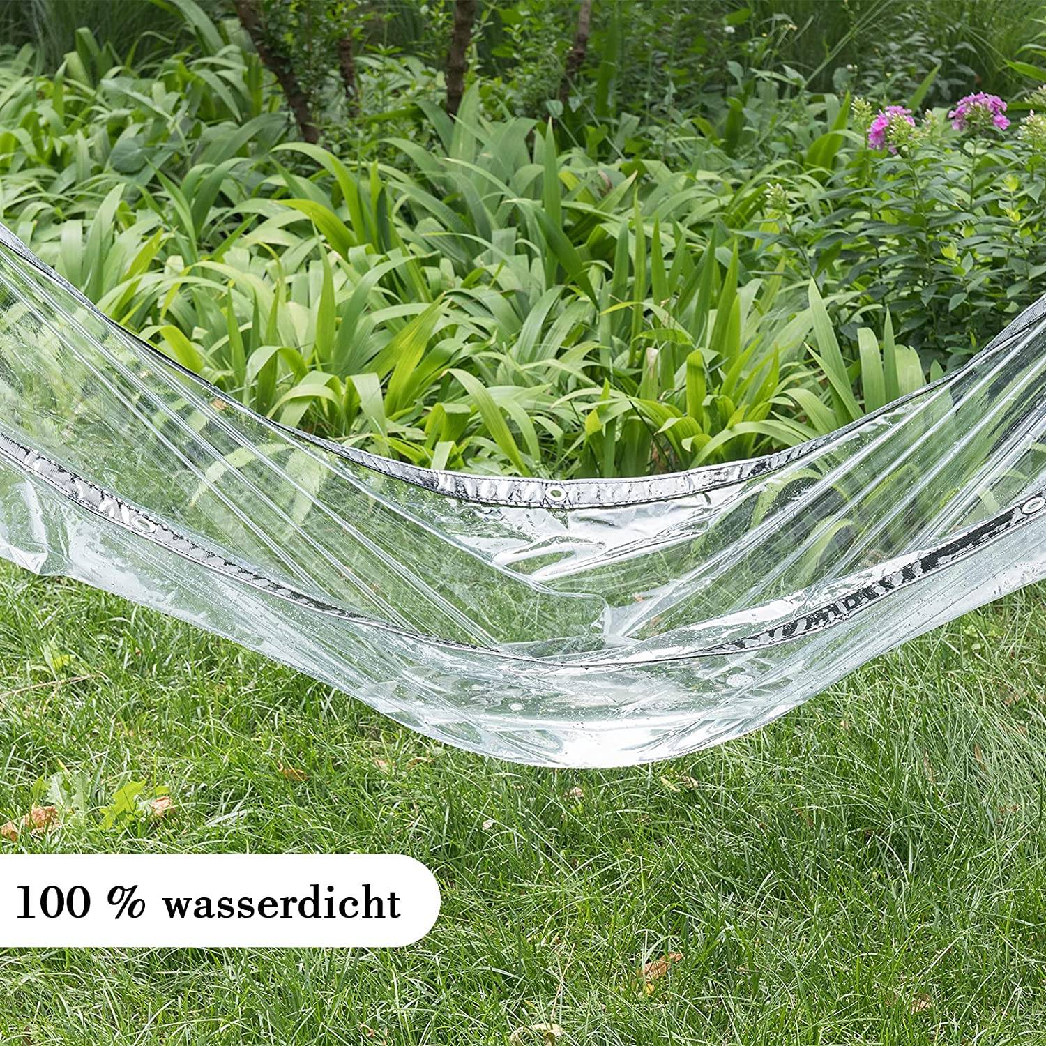 Bâche Transparente avec Oeillets Exterieur Plastique Serre terrasse bâches  de Protection étanche pour extérieur Meubles Jardin 2x2m