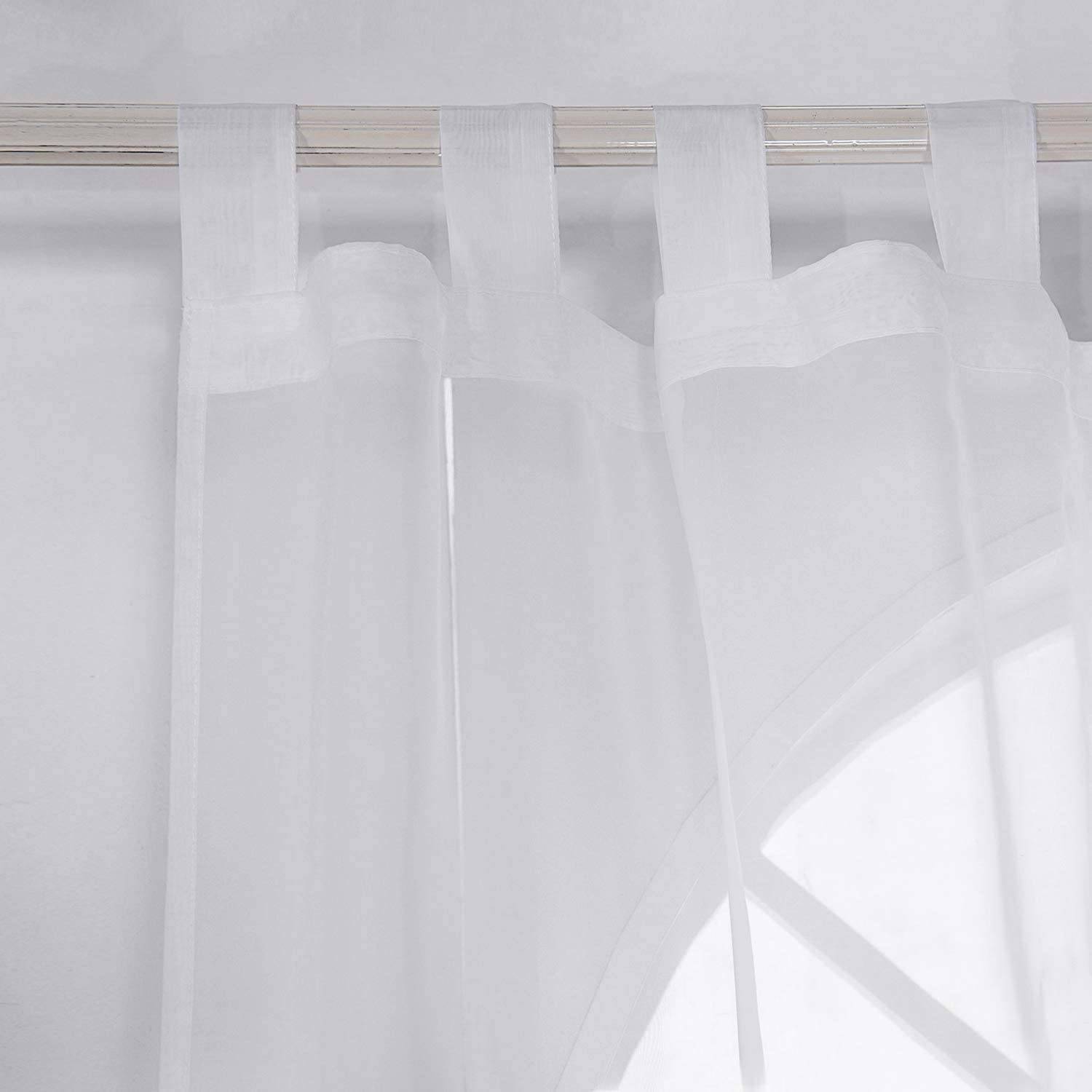 Gardinen transparent mit Schlaufen Schal Vorhang Set, Tüll Wohnzimmer Schlafzimmer Voile 2er Landhaus Stores