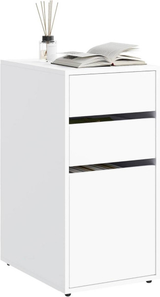 WOLTU Table de nuit avec 3 tiroirs en 2 tailles, table de nuit, commode de nuit en bois, blanc