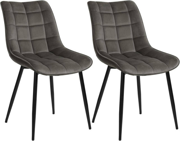 WOLTU Set of 2 dining chairs with backrest, velvet seat, metal legs