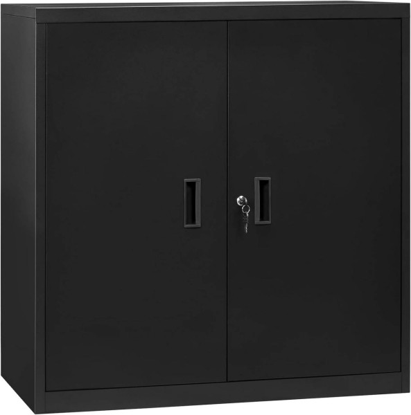 WOLTU Aktenschrank abschließbar, Ordnerschrank, Büroschrank, B90xH92xT40cm, Metall