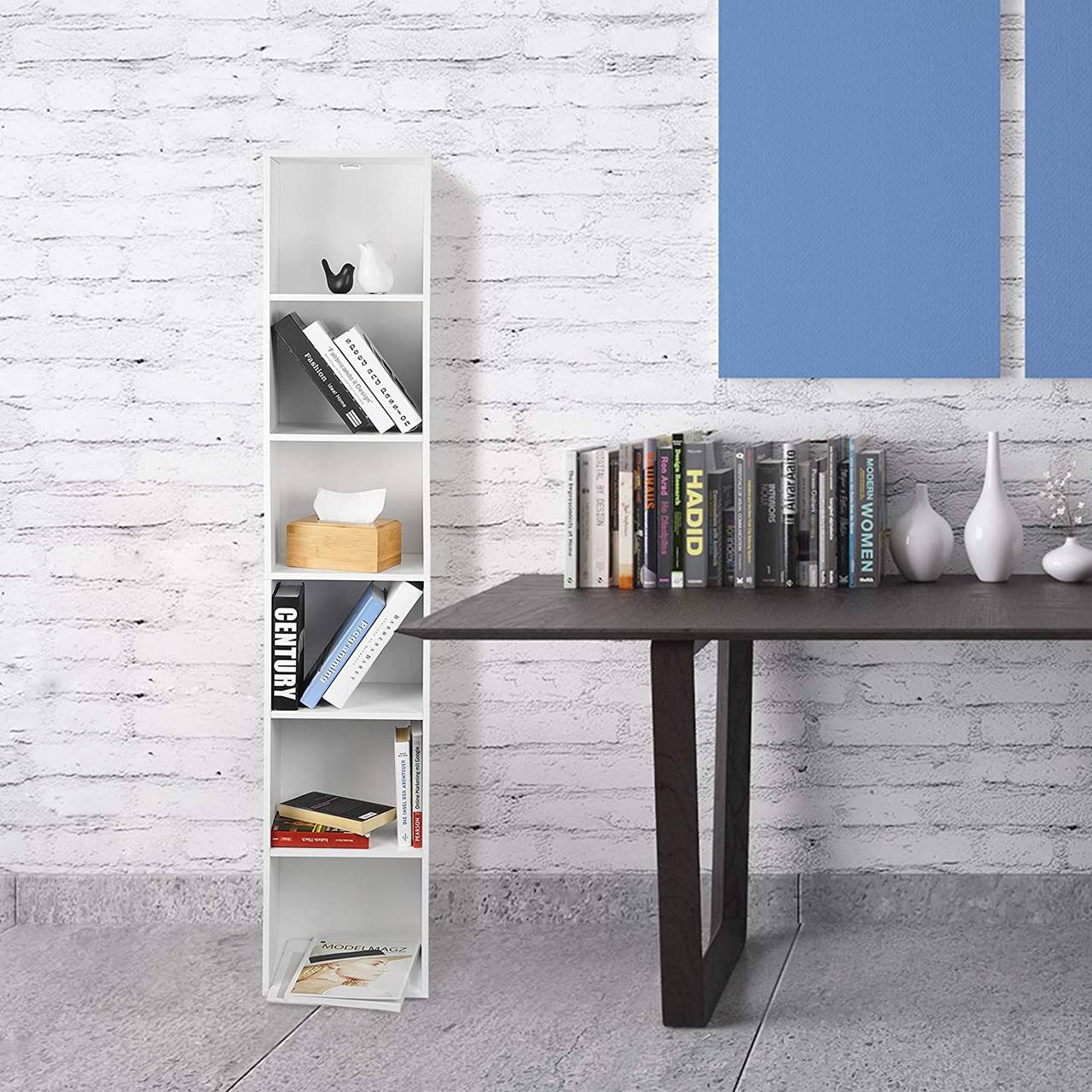 Target Home Étagère pour Livres 5 Compartiments étagère indépendante  étagère de Rangement (198 cm, Blanc) : : Cuisine et Maison