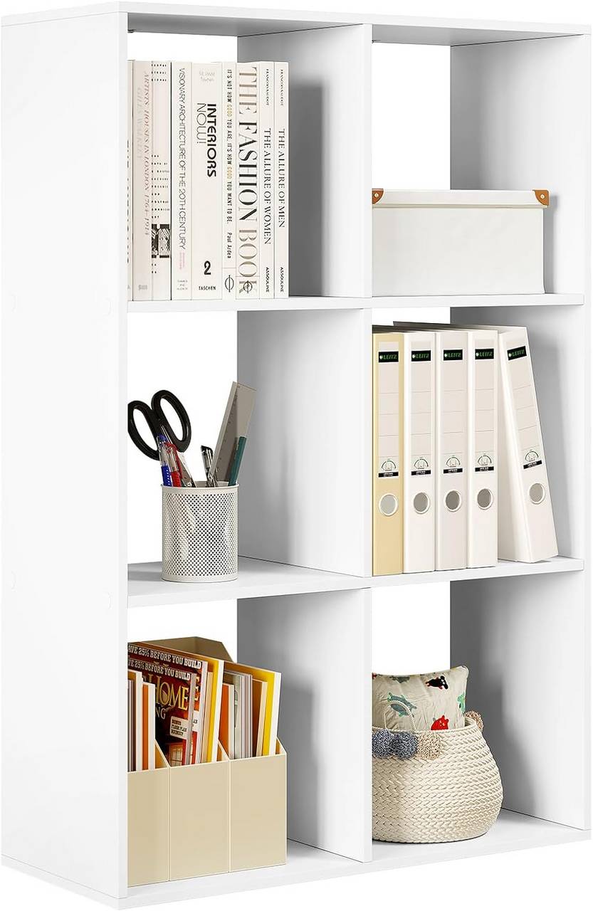 WOLTU Libreria Blanca de 5 Niveles Estanteria para Libros con  Compartimientos Abiertos Estanteria de Almacenamiento Multifuncional