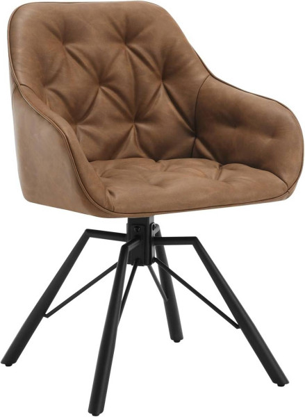 WOLTU Dining Chair, Swivel Chair with Armrests, Kitchen Chair, Metal Legs, Faux Leather Cover