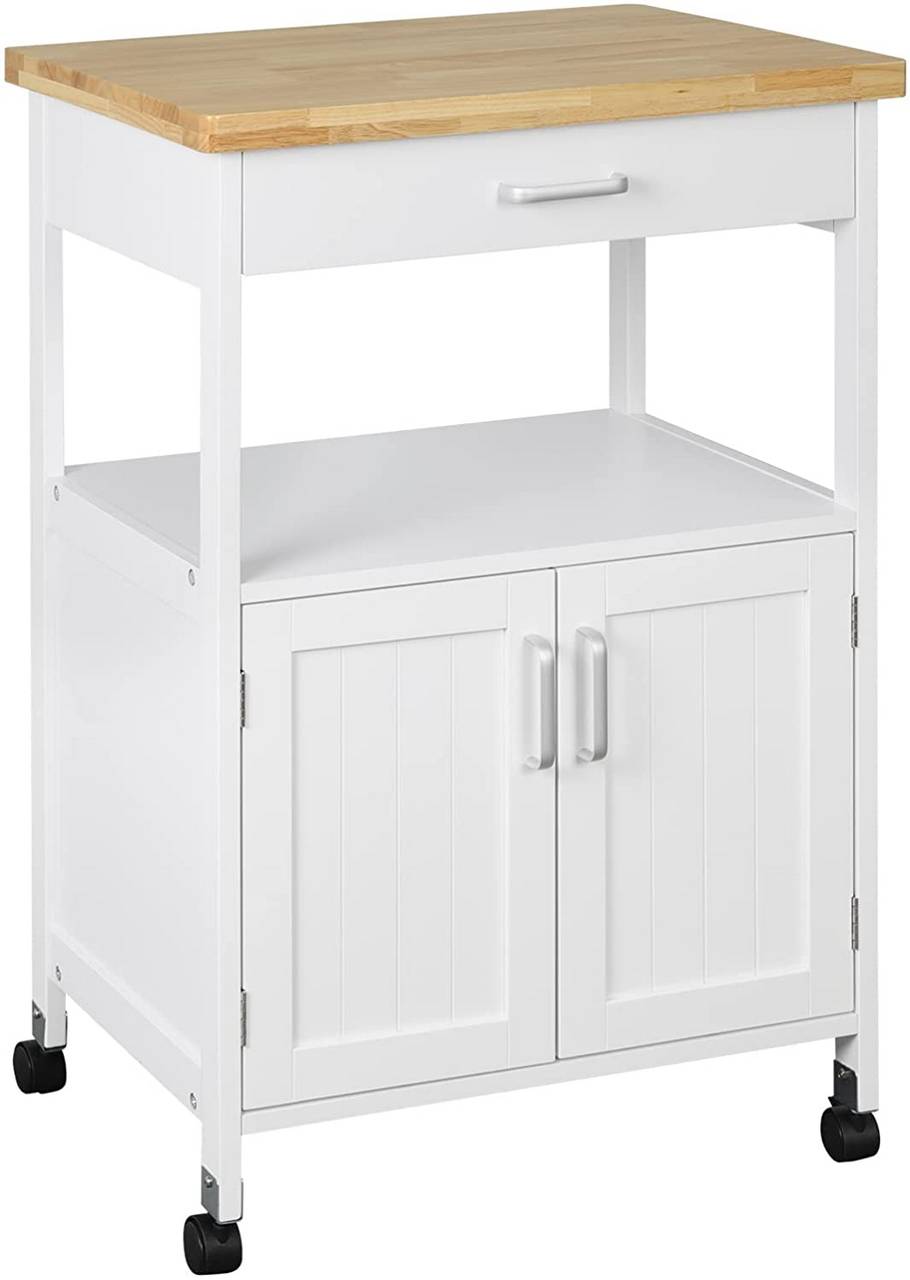 Mensola mobile a 4 livelli, carrello portaoggetti, su ruote, salvaspazio,  per bagno, cucina, ufficio, 40 x 22 x 86 cm, bianco