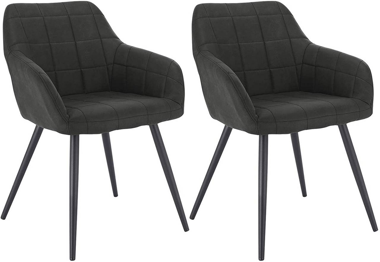 Set Stuhl aus x Metall, Stoffbezug, mit mit Küchenstuhl Sitzfläche 2 aus Polsterstuhl Esszimmerstuhl Design Armlehne, Gestell Esszimmerstühle2er