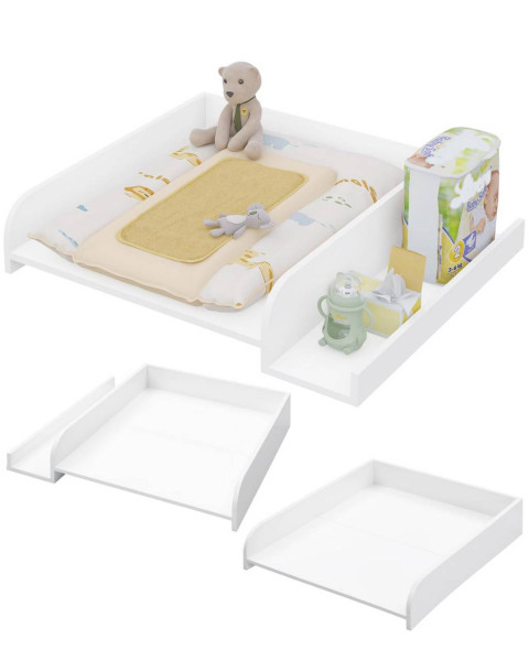 WOLTU Changing Table with Side Shelf and Safety Belt, 80x16.5x70 cm, White