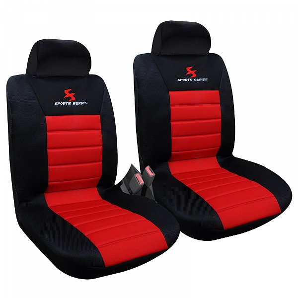 2 vordere Auto Sitzbezug Sitzbezüge Schonbezüge Einteilig Rot