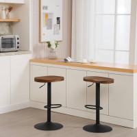 WOLTU bar stool, kitchen stool with saddle seat footrest, made of solid wood metal