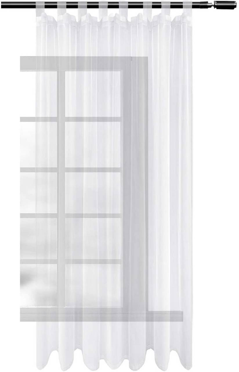 Voile Transparent Gardinen Weiß Blume Fenstervorhang Schlaufen