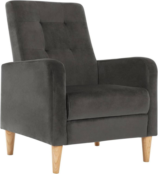 WOLTU wing chair, with armrests solid wood legs, modern lounge chair, velvet cover, dark gray