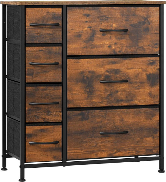 WOLTU chest of drawers with 7 fabric drawers, sideboard, metal frame, industrial style