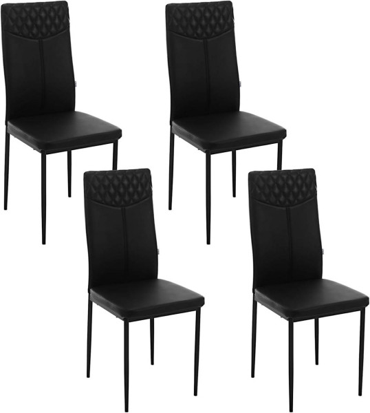 WOLTU set of 4 dining chairs, with high backrest, metal legs, faux leather cover