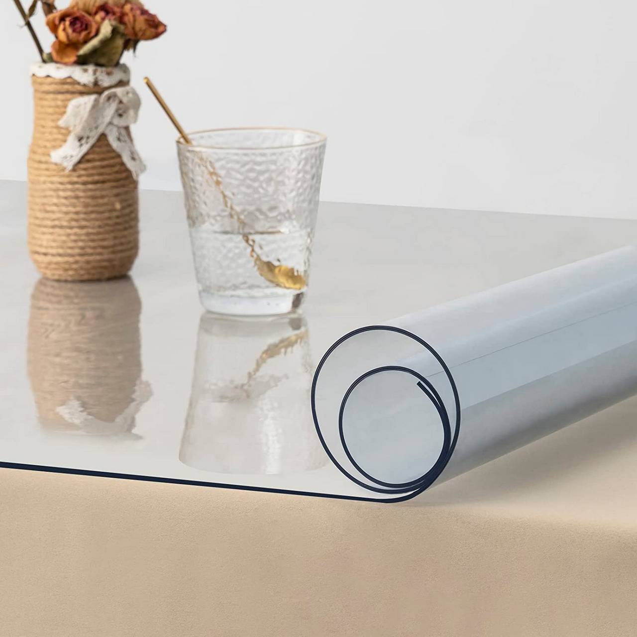Nappe PVC transparente avec bordure en dentelle - dimensions