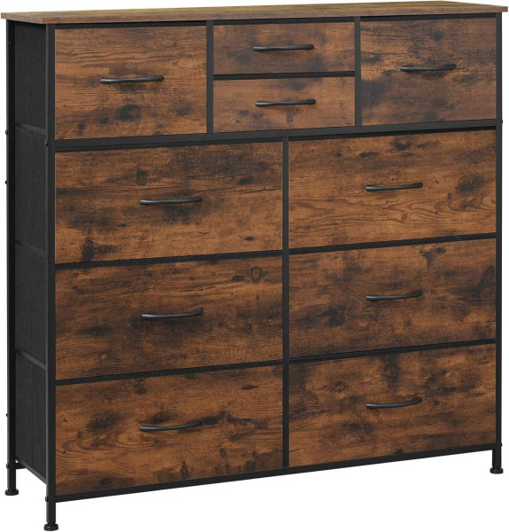 WOLTU chest of drawers with 10 fabric drawers, sideboard, metal frame, industrial style