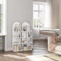 Bücherregal Standregal, offenes Design, mit 10 Ablagen auf 5 Ebenen, Weiß