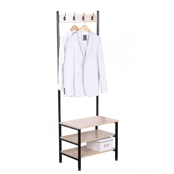 wooden coat rack with storage