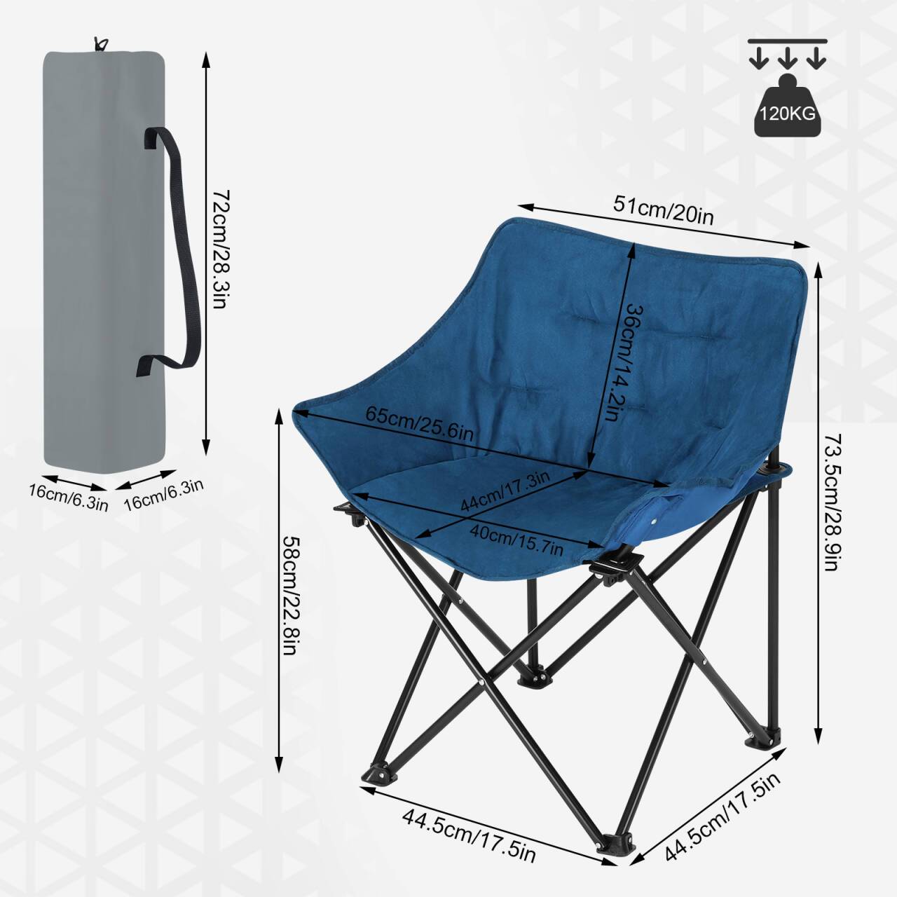 WOLTU Folding Camping Chair Padded Fishing Chair Made of Faux