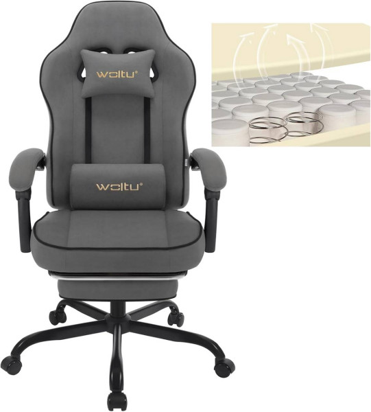 WOLTU Gaming Stuhl mit Taschenfederkissen, ergonomischer Drehstuhl, Tech-Stoff