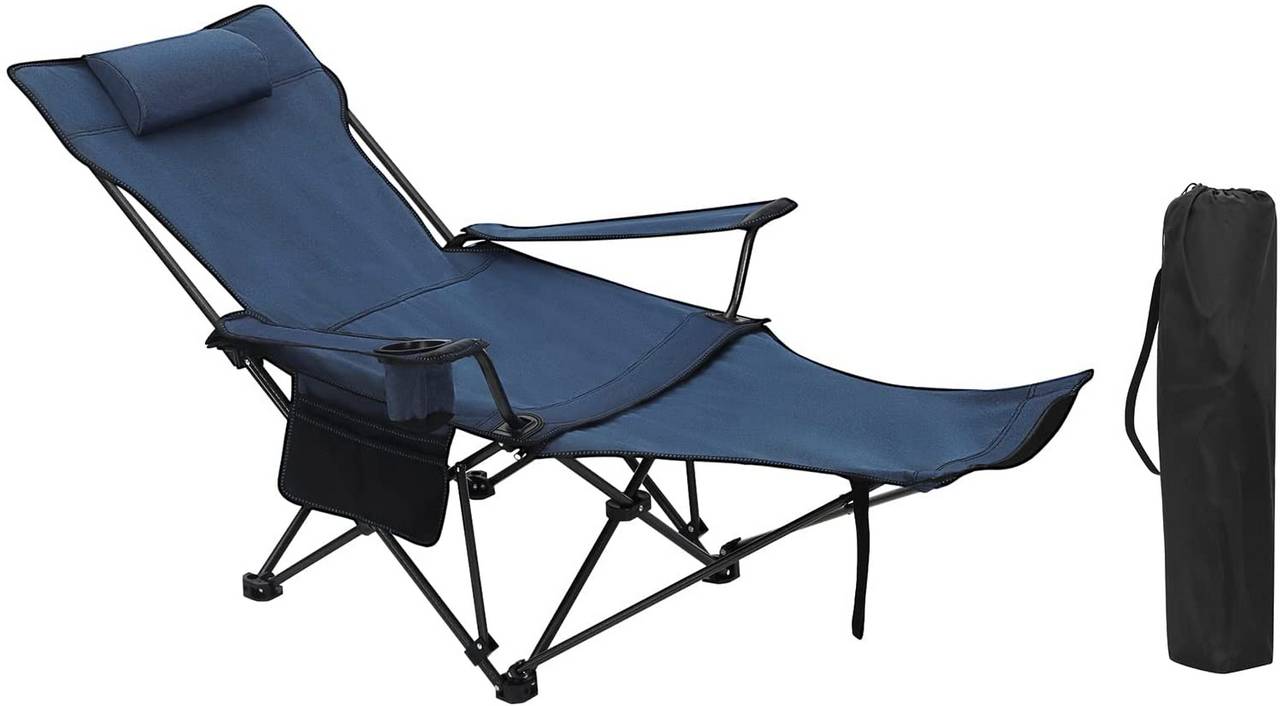 Chaise de camping pliable et rembourrée Kruza - Bleu
