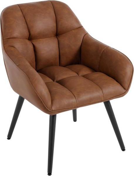 WOLTU relaxstoel, loungestoel, vintage vleugelfauteuil, met metalen poten, bruin