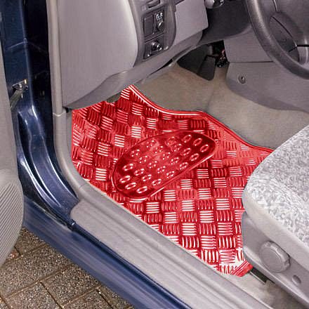 Auto Fußmatten Set universal Alu Riffelblech Optik Flammen 4-teilig schwarz  rot