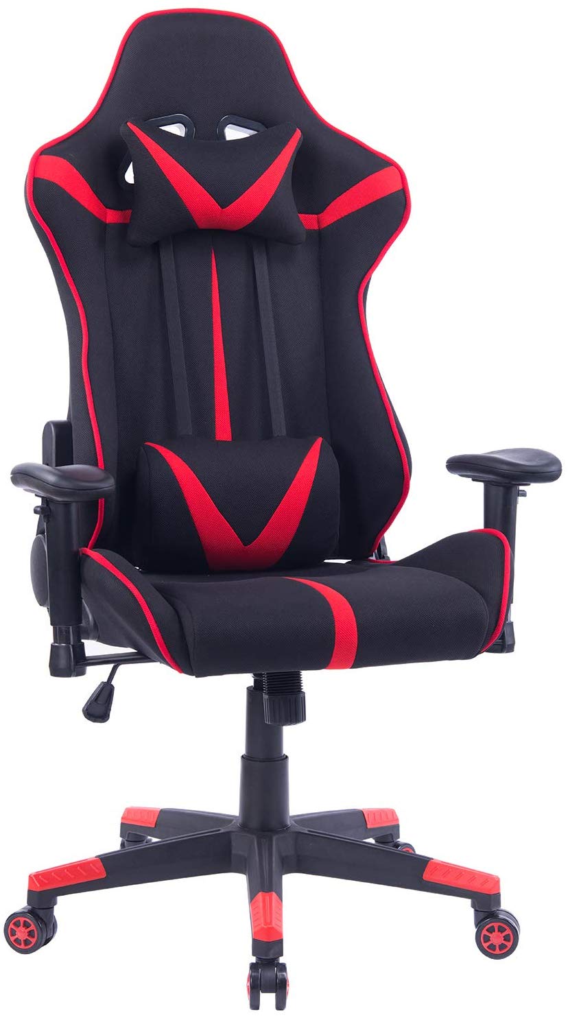 Gaming Chair With Headrest Lumbar Cushion With Fabric Cover