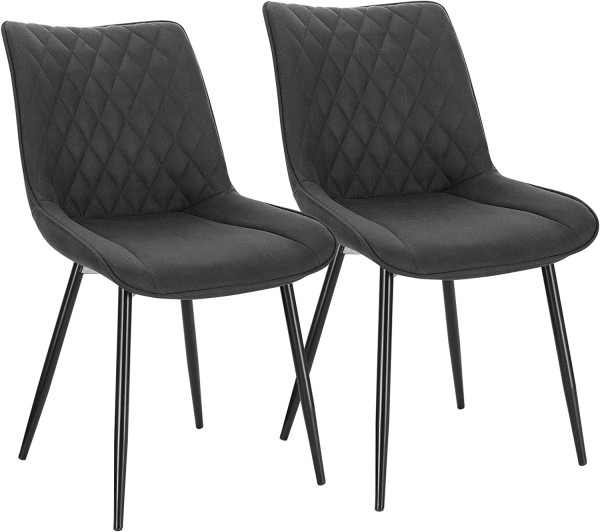 Esszimmerstühle 2er Set Küchenstuhl Polsterstuhl Metallbeine, Sessel aus Sitzfläche Stoffbezug, Wohnzimmerstuhl mit Rückenlehne