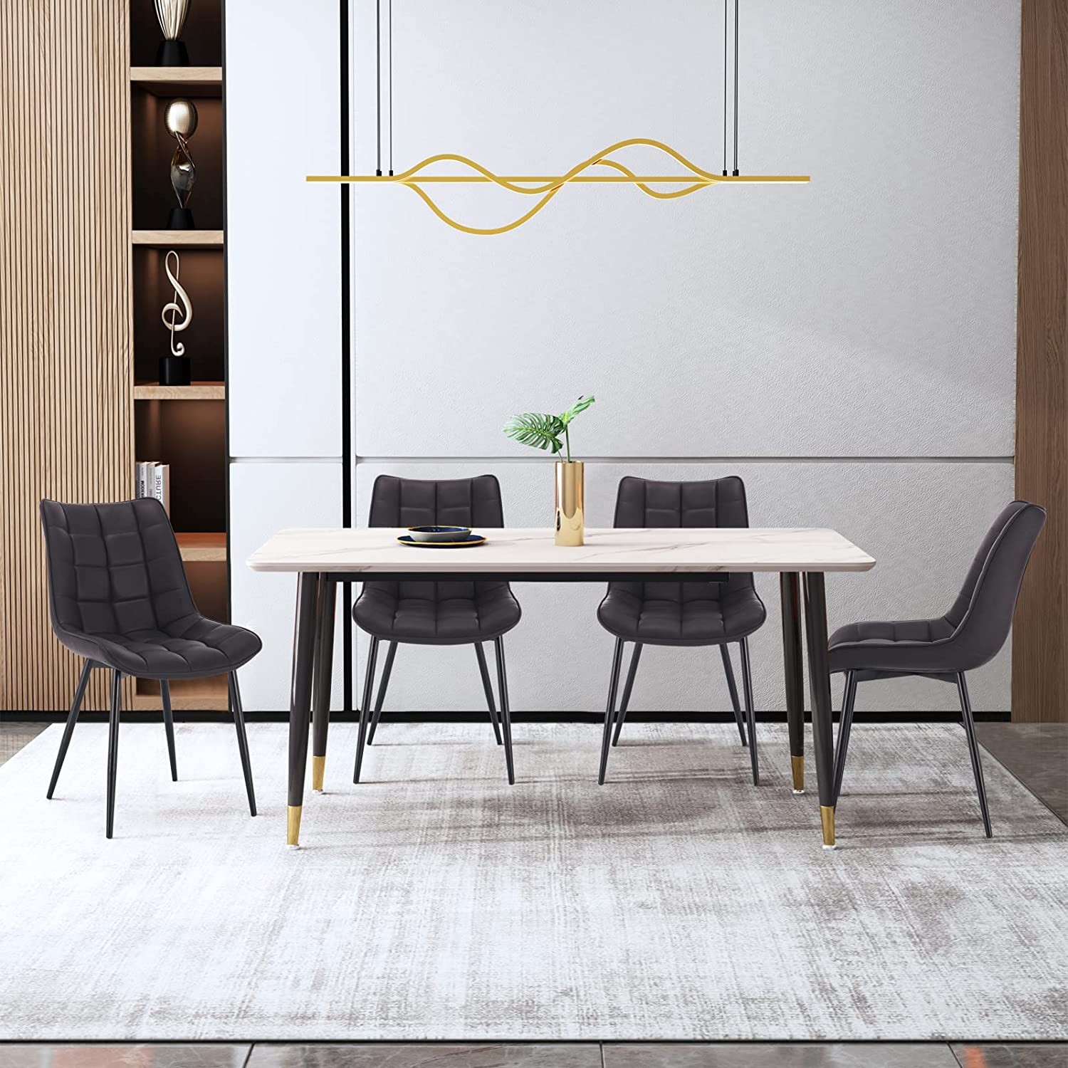 Gestell WOLTU Sitzfläche Set Kunstleder, Esszimmerstuhl Esszimmerstühle Design Metall Stuhl Küchenstuhl Rückenlehne, 6 6er mit aus aus x Polsterstuhl mit