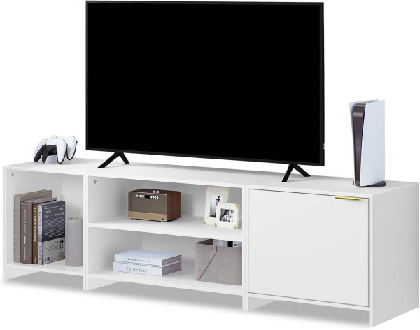 WOLTU TV cabinet white, for TVs up to 70 inches, divisible, made of wood-based material