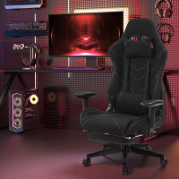 Chaise Gaming Fauteuil Gaming avec Repose-tête et Repose-Pieds, Chaise de Bureau Fauteuil de Bureau en Tissu