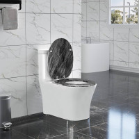 WOLTU toilet lid with soft-close mechanism, O-shaped toilet seat, made of MDF, rock grey