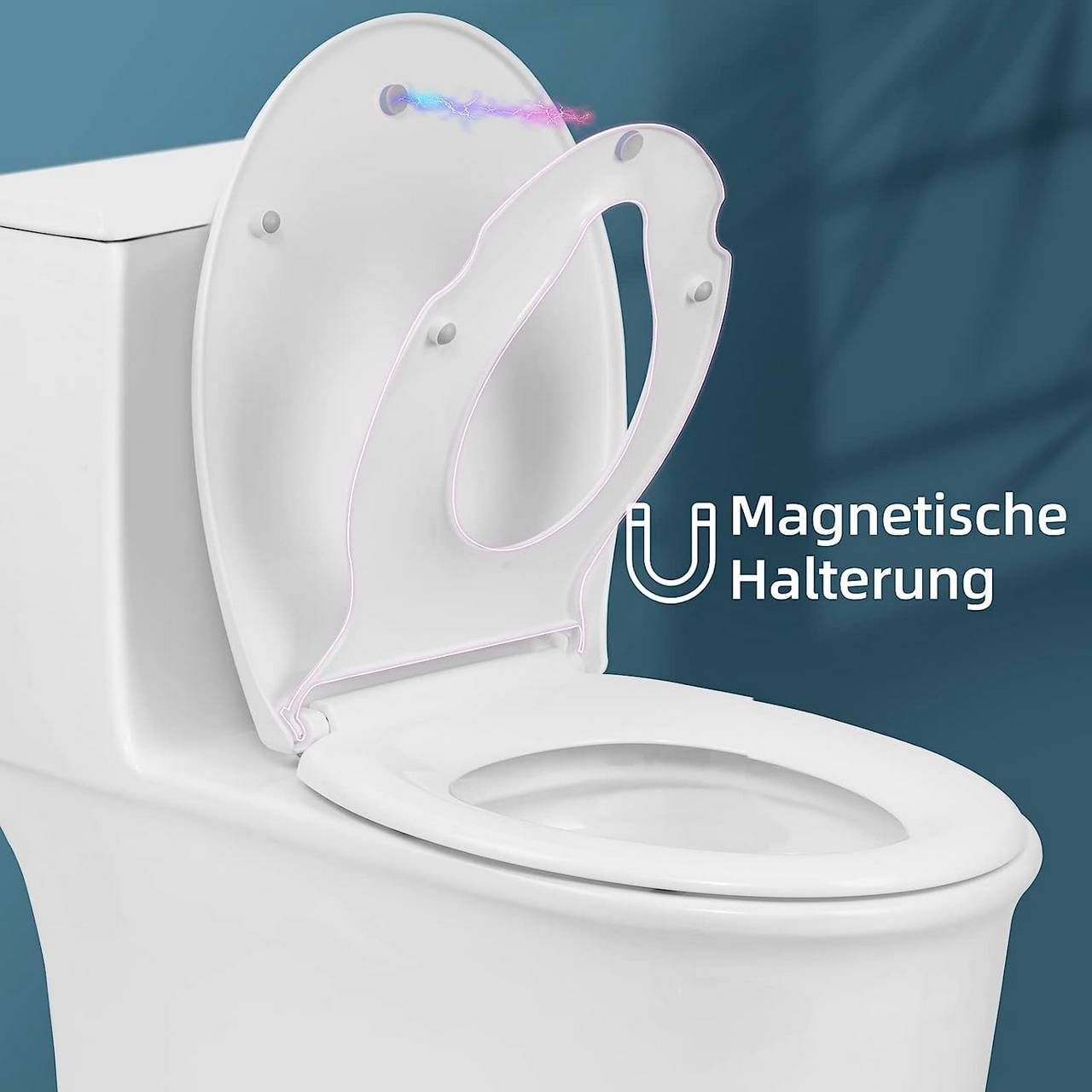 Abattant WC Familial, Lunette de Toilette avec Siège Enfant Magnétique,  Frein de