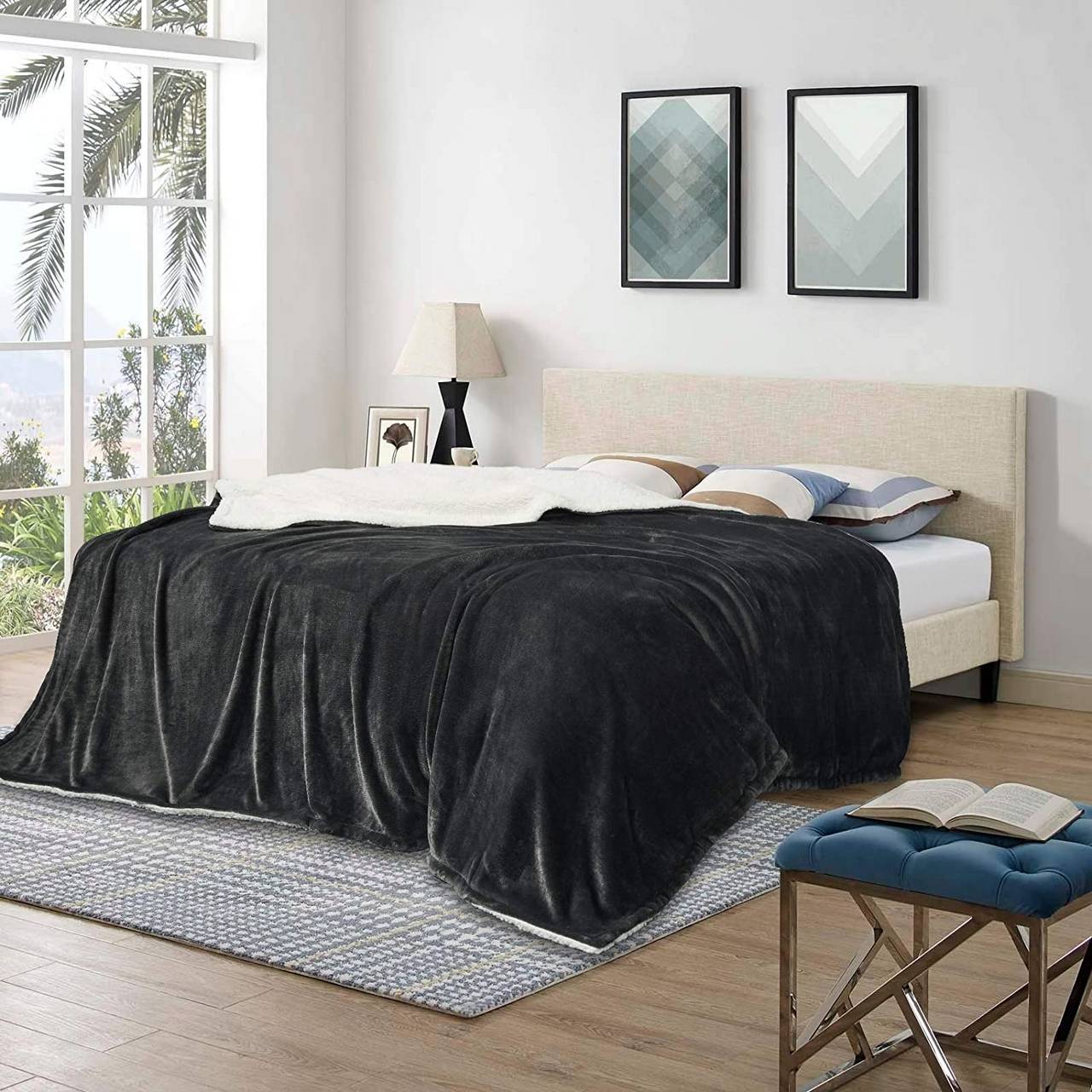 Manta elegante de 160x200cm para cama, sofá, colcha larga, peluda, suave y  cálida, Sábana de cama