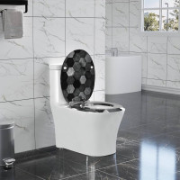WOLTU toilet lid with soft-close mechanism, O-shaped toilet seat, made of MDF, gray honeycomb technology