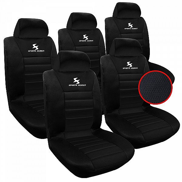 Universal 5-Sitze Autositzbezug Deluxe Kunstleder Komplettset Sitzbezüge  Auto Set, Schwarz und Weiß